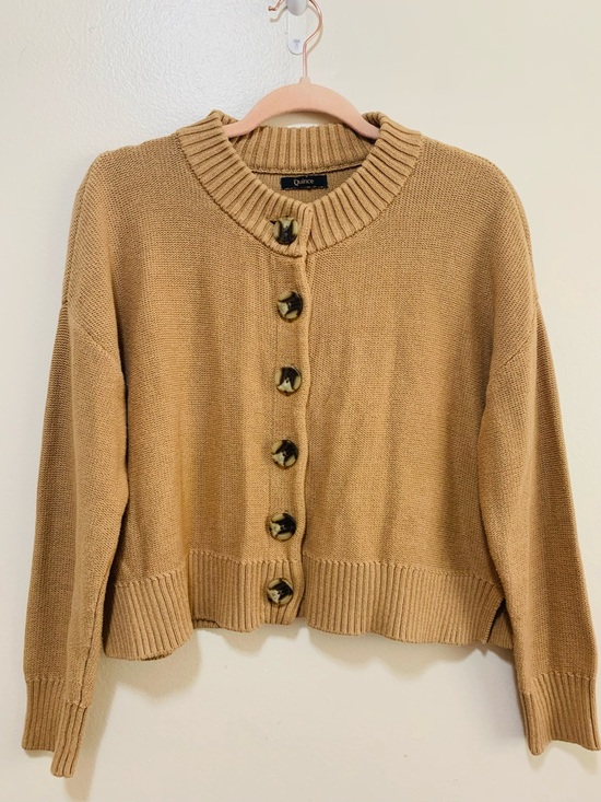 Quince Sweaters - Quince Organic Cotton Cropped Cardigan camel size small